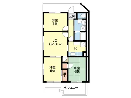 王禅寺テラスハウス(3LDK/1階)の間取り写真