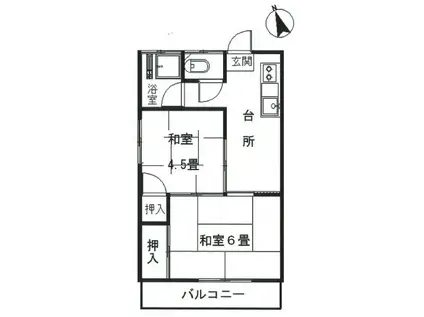 欅コーポ(2DK/2階)の間取り写真