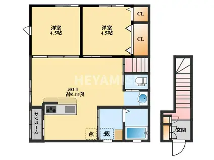 サニーヒルFUKUDA(2LDK/2階)の間取り写真