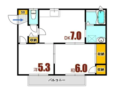 メゾン・ドポール(2DK/2階)の間取り写真