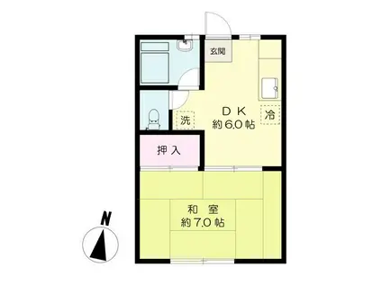 みなみたまハイツ(1DK/1階)の間取り写真