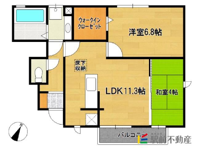 ドエル古賀Ⅱ(2LDK/1階)の間取り写真