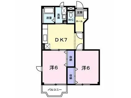 エルブスガーデンII(2DK/1階)の間取り写真