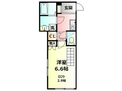 ピュアメゾン秦野南矢名(1K/2階)の間取り写真