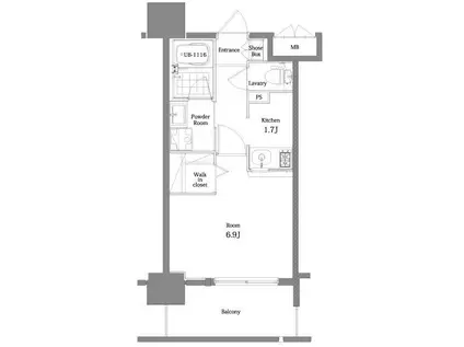 エンクレスト舞鶴II(1K/9階)の間取り写真