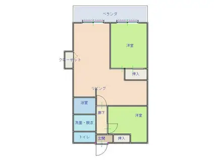 Kスクエアサウス(2LDK/7階)の間取り写真