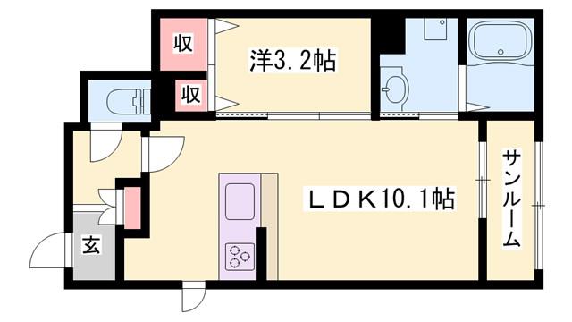 ブランシュ―ル(1LDK/1階)の間取り写真