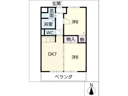 ネオ・カーサ 岐西(2DK/3階)の間取り写真