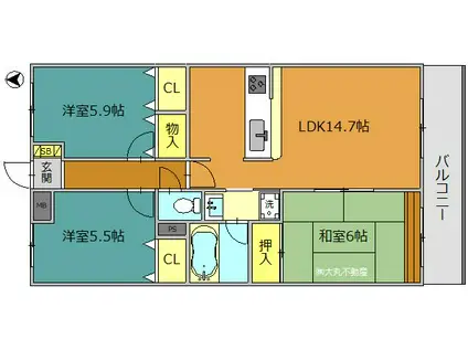 ライオンズマンション綾瀬第5(3LDK/4階)の間取り写真