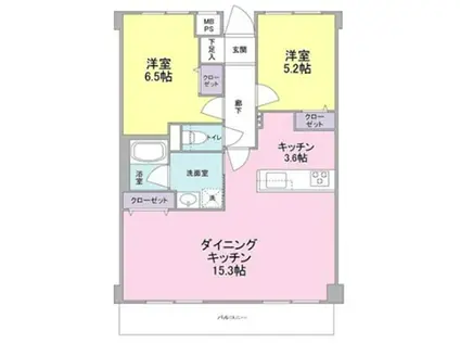 コスモリード学芸大(2LDK/5階)の間取り写真