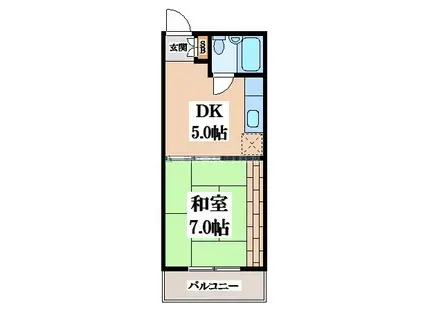 アクセル東大阪(1DK/3階)の間取り写真