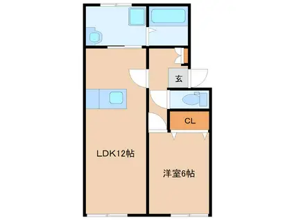 コーポA(1LDK/1階)の間取り写真