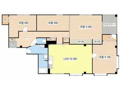 相原ハイツ(4LDK/2階)の間取り写真