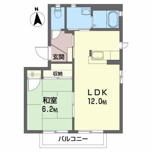 グランドール北町D(1LDK/2階)の間取り写真