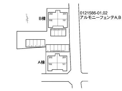 アルモニー・フェンテB(2LDK/1階)の間取り写真