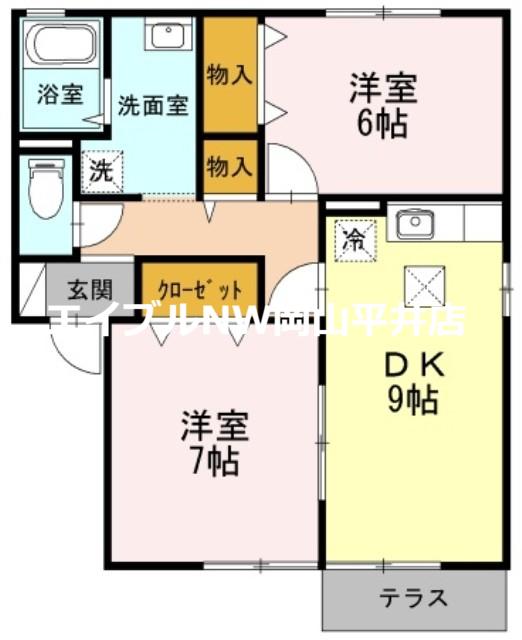第2エバーグリーン A棟(2DK/1階)の間取り写真