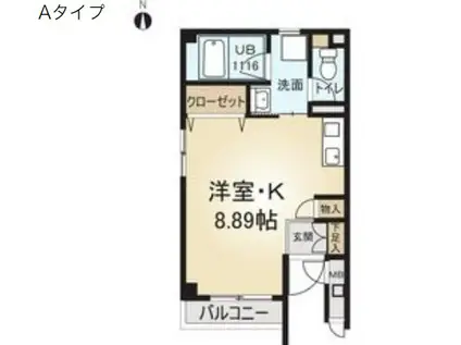 シャルム花池(ワンルーム/2階)の間取り写真