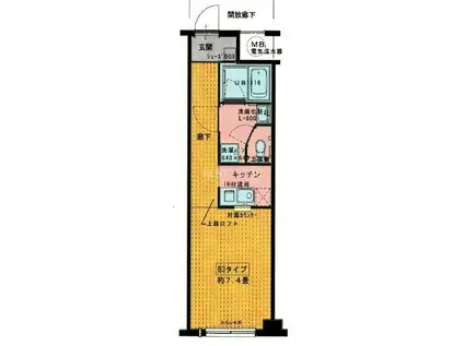 八尾市志紀町マンション(1K/3階)の間取り写真