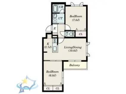 ルピナス3条館(2LDK/1階)の間取り写真