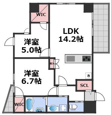 LEGALANDABENO SANMEICHO(2LDK/7階)の間取り写真