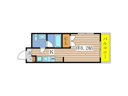 グランデ六番町(1K/4階)の間取り写真