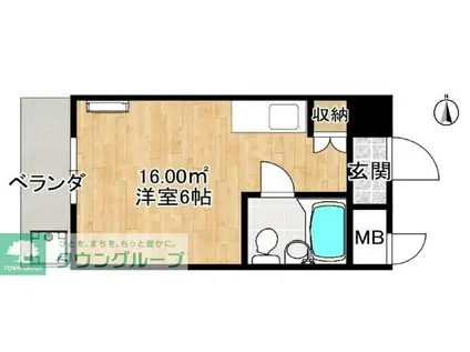 ベルポアン(1K/2階)の間取り写真