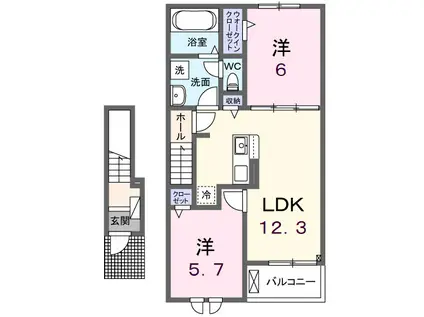 クレメントII(2LDK/2階)の間取り写真