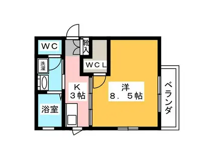 ディアスHASHIBA(1K/2階)の間取り写真
