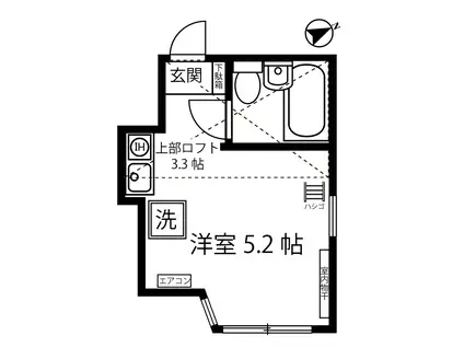 ユナイトMOCAROOMS(ワンルーム/2階)の間取り写真