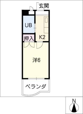 パレスグリーミー(1K/3階)の間取り写真