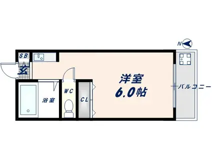 大宝小阪本町ルグラン(ワンルーム/4階)の間取り写真