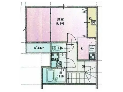 グローリー町屋(2K/2階)の間取り写真