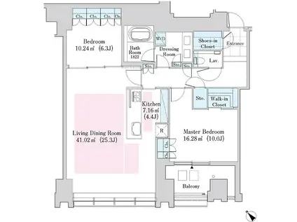 ラ・トゥール新宿ガーデン 礼無 コンシェルジュ 各階ゴミ出可(2LDK/37階)の間取り写真
