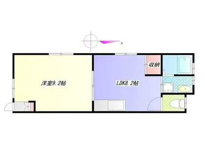 マーブルフラッツ(1LDK/1階)の間取り写真