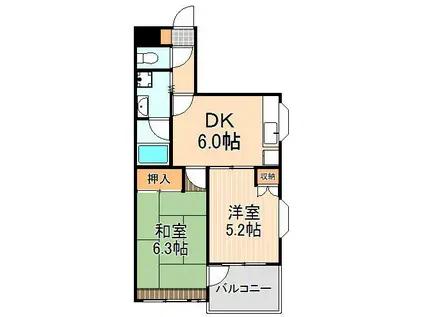 第二宝マンション(2DK/4階)の間取り写真