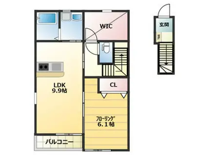 アルバトロス吉岡(1LDK/2階)の間取り写真