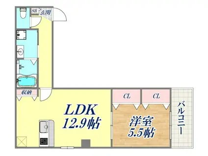 ソリテイア芦屋西(1LDK/1階)の間取り写真