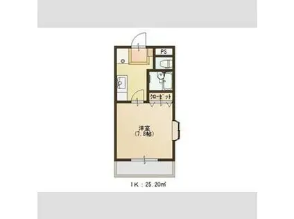 パークヒルズ子平町(1K/3階)の間取り写真