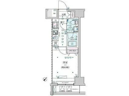 ジェノヴィア横浜関内IIスカイガーデン(1K/11階)の間取り写真
