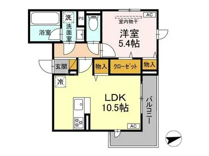 D-ROOMトリシア市川東大和田1丁目(1LDK/2階)の間取り写真