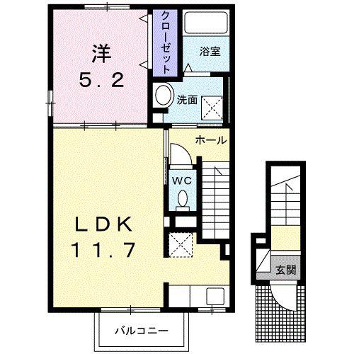CASAかしば(1LDK/2階)の間取り写真