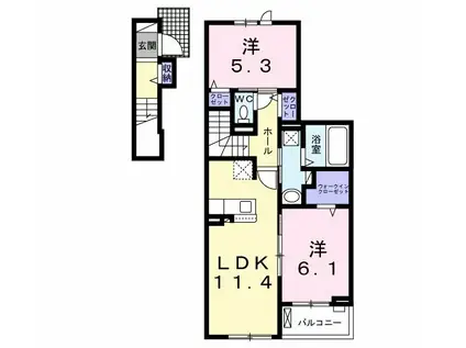 ヴィャルジャ(2LDK/2階)の間取り写真