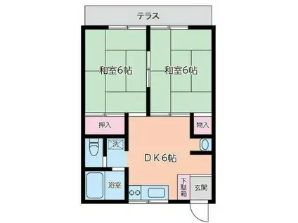 二幸ハイム(2DK/1階)の間取り写真