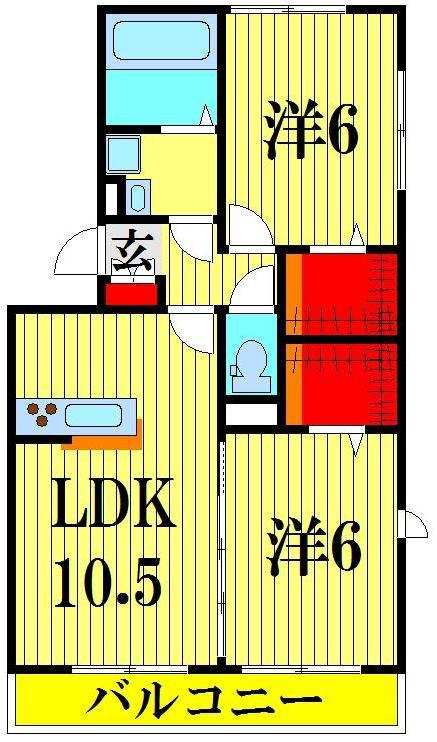 CHコート(2LDK/1階)の間取り写真