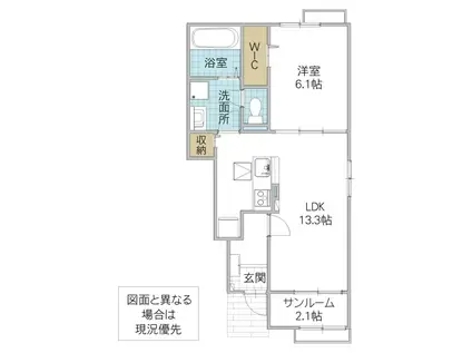 パルティーレIV(1LDK/1階)の間取り写真