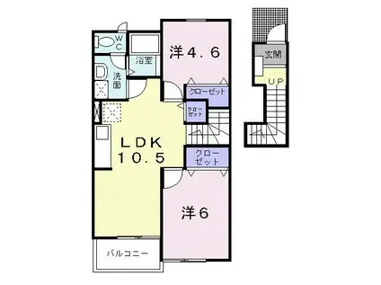 ホルティパークA(2LDK/2階)の間取り写真
