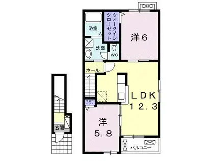 フェリーチェ(2LDK/2階)の間取り写真