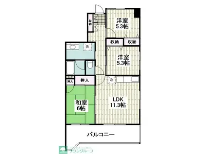 北鎌倉サンマゴ(3LDK/2階)の間取り写真