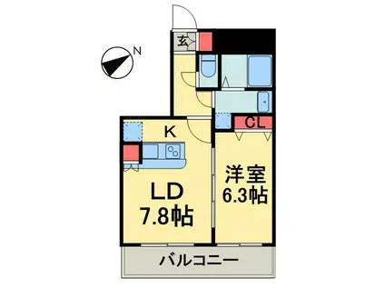 グランド・ガーラ日本橋茅場町(1LDK/5階)の間取り写真
