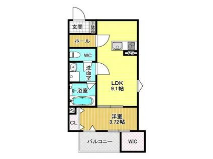 FSTYLE恵我之荘(1LDK/3階)の間取り写真